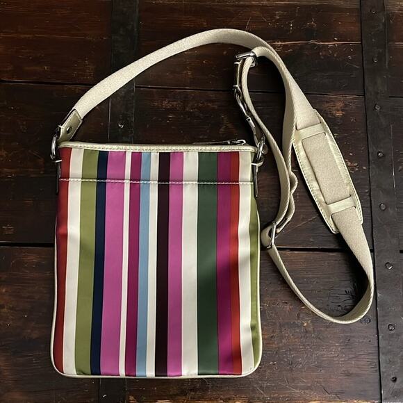 Coach Legacy North South Multicolor Stripe Crossbody 7.5"x8.5" - Picture 2 of 5